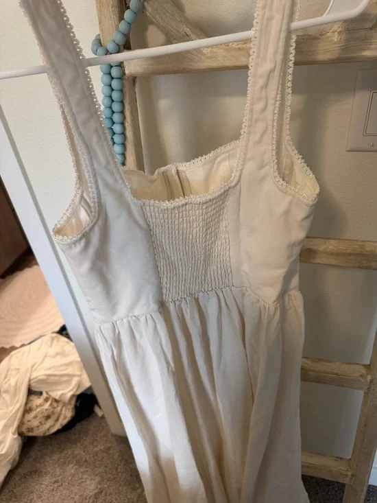 Rumored Cream Button-Front Midi Dress with Corset Bodice - Picture 4 of 6